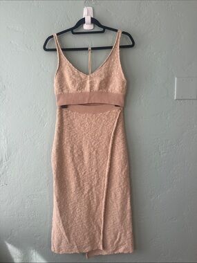 Free People/FP Beach Sleeveless Blush Knit Midi Two-Piece set with Rib Waist